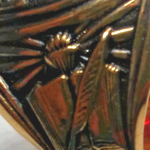 High School Class Ring Red Yellow Gold 1980 Oval Unisex Back to the Future NWT - Picture 2 of 4